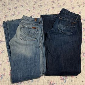 Jo’s & 7 for all Mankind jeans: both size 27